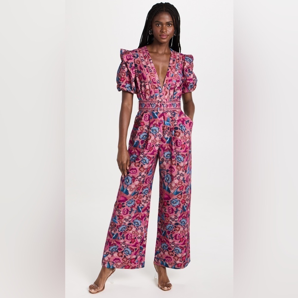 NWOT Farm Rio Floral Birds Jumpsuit SZLARGE